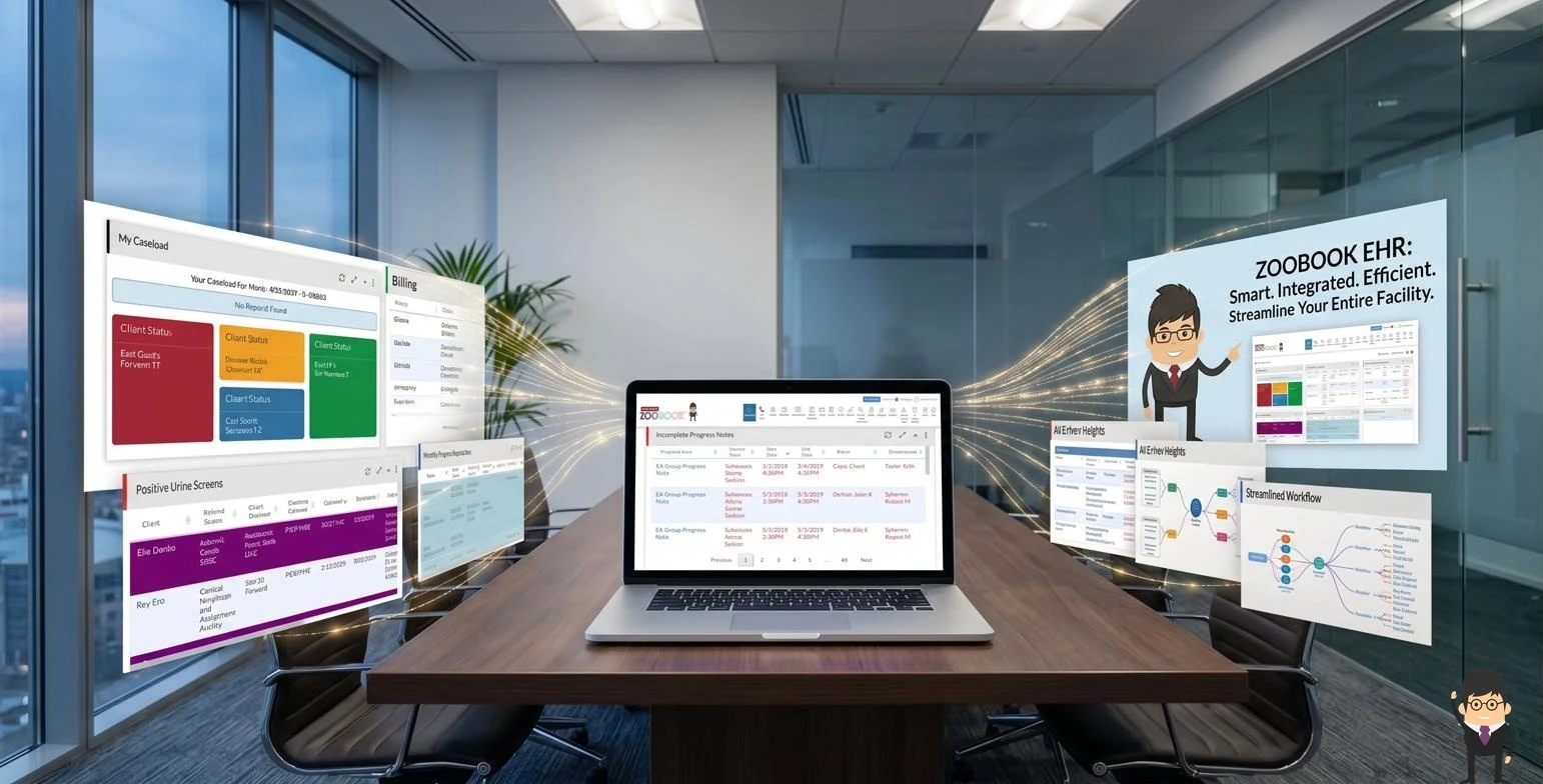 Zoobook EHR in a professional boardroom setting